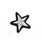6 Pieces Metalic Silver and Black Iron On Star Patch Applique for Clothing 1.25 inch Width